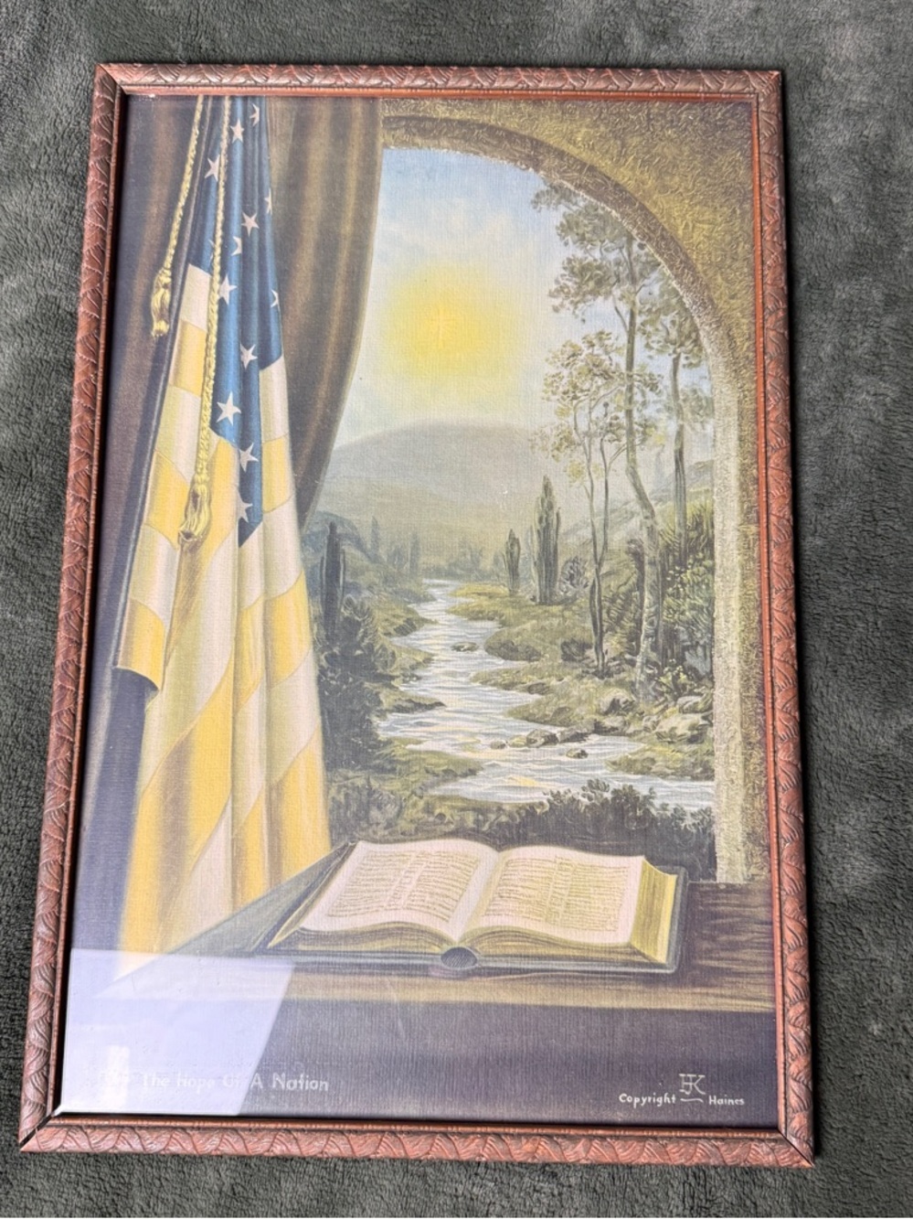 VTG The Hope of a Nation 1933 Print James M Haines Patriotic Framed American USA